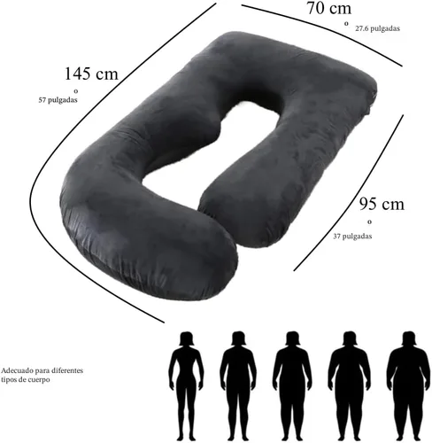 Vista 8 de ALLOPERA Almohada de embarazo, almohada de maternidad de cuerpo completo de 57 pulgadas con funda extraíble lavable, soporte para dormir