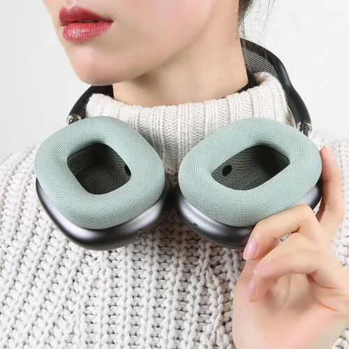 Vista 3 de Almohadillas de repuesto Earrock para auriculares AirPods Max, almohadillas cubiertas de tela de malla con espuma viscoelástica y imán (verde)