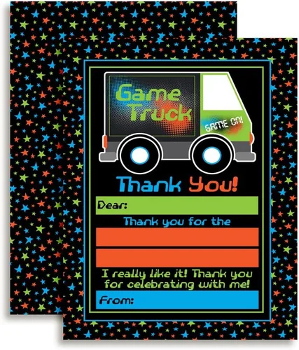 Vista 5 de AmandaCreation - Notas de agradecimiento con temática de pistola de dardos para niños, diez tarjetas en blanco de 4 x 5.5 pulgadas con 10 sobres