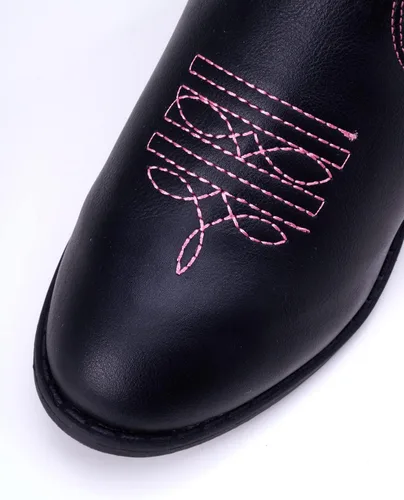 Vista 4 de bebe Botas vaqueras para niñas, botas clásicas de vaquero del oeste, botas de media pantorrilla para niños pequeños, niñas pequeñas y grandes (5T-7)