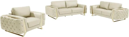 Vista 29 de Blackjack Furniture Reggio Collection - Sofás de cuero italiano de grano completo para sala de estar con marco de madera brasileña y acero