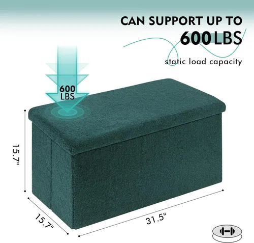 Vista 15 de PINPLUS Otomanas otomanas de almacenamiento con forma cuadrada con reposapiés de almacenamiento para sala de estar, asiento otomano Boucle para Gris