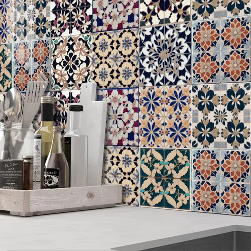 Vista 119 de Alwayspon Adhesivo para azulejos de pared moriscos para despegar y pegar, calcomanías de vinilo autoadhesivas para azulejos de cocina y baño, 4 x 4