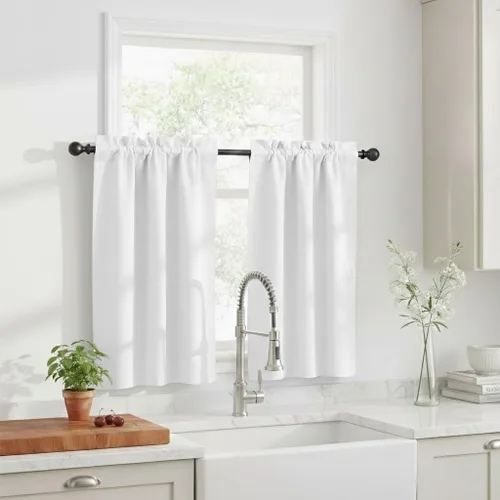 Vista 42 de NICETOWN Cenefas de Ventana Opacas con Aislamiento Térmico para Guardería - Paneles de Cortina con Bolsillo para Barra de Decoración del Hogar