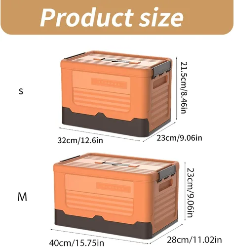 Vista 3 de Foldable Storage Crate Portable Folding Plastics Bin With Lid Space Saving Book Organizers Dorm Room Organization Supplies Office Storage Accessory
