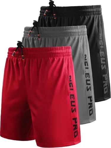 NELEUS Pantalones cortos deportivos ligeros de entrenamiento con bolsillos para hombre