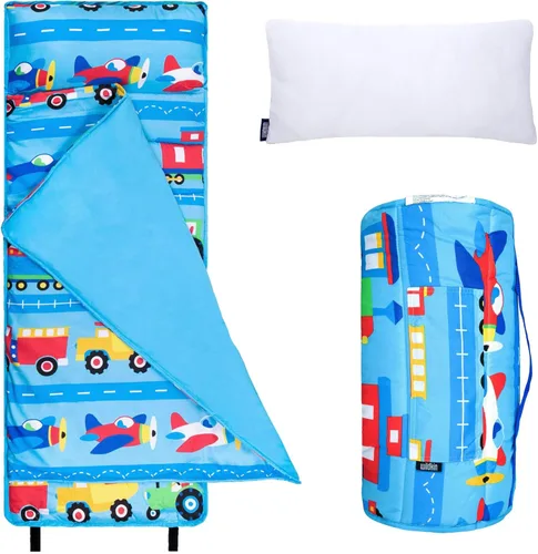 Vista 11 de Wildkin - Alfombrilla para siesta de microfibra para niños – Suave tapete para dormir con almohada, ideal para la escuela y viajes - Tierra