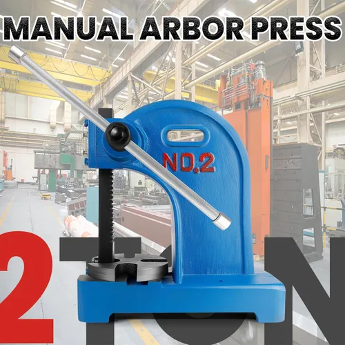 Vista 5 de Prensa manual de eje de 2 toneladas 17.32"H, con 3 derivas, yunque de acero mecanizado extraíble, para perforar, modelar, cortar (2T azul)