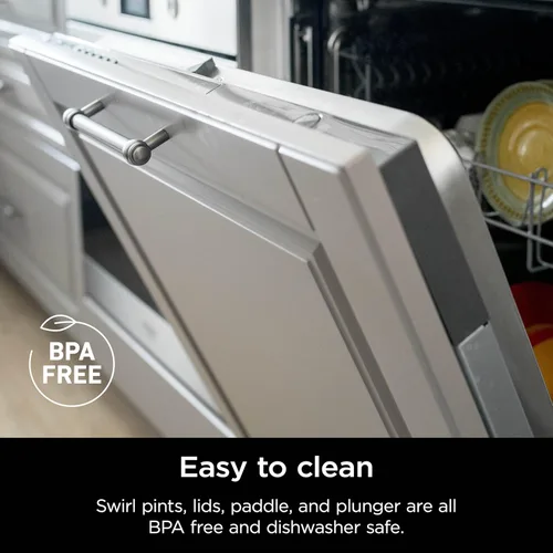 Vista 5 de Ninja CREAMi - Máquina para hacer helados y servir suaves, sorbete, batido, yogur congelado, programa bajo en calorías y más, 13 en 1, mango suave