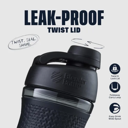 Vista 2 de BlenderBottle SportMixer - Botella agitadora perfecta para batidos de proteínas y antes del entrenamiento, 20 onzas, verde azulado