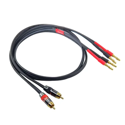 Vista 6 de WJSTN Paquete de 2 adaptadores de cable de altavoz RCA a Banana Plug de 1 pie, 12 AWG, 2 unidades, rojo + negro, interior, macho a macho, 15