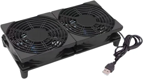Vista 8 de Ventilador de refrigeración USB dual silencioso de 5 V de 4.724 in con cable de 47.244 in, refrigeración de flujo de aire de 38CFM para router