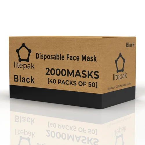 Vista 2 de 2000 máscaras faciales desechables para niños, 3 capas para niños y niñas (negro)