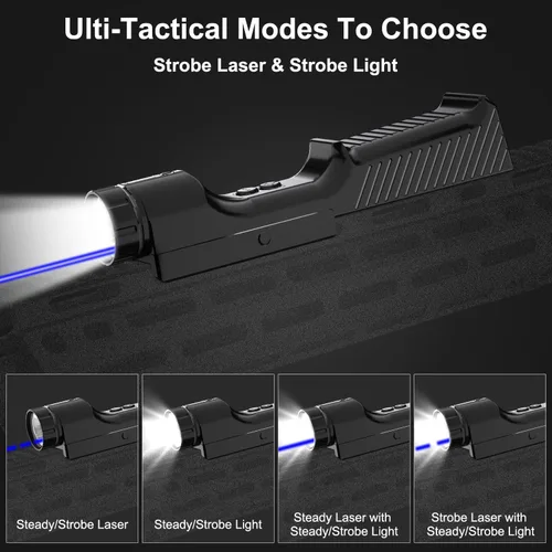 Vista 2 de MLOK Red/Green/Blue Laser Sight with 1000 Lumens Flashlight, Compatible with MLok and Picatinny Rail, Aluminum Tactical Rifle Beam and Laser with