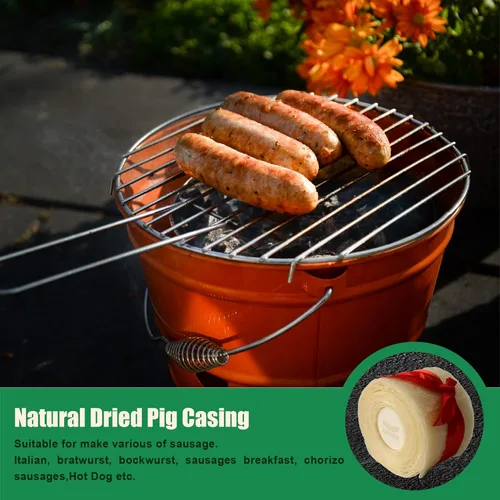 Vista 6 de Cubierta de salchicha de cerdo natural de secado comestible, tripas de salchichas para salchichas caseras, salchicha de desayuno, salchicha