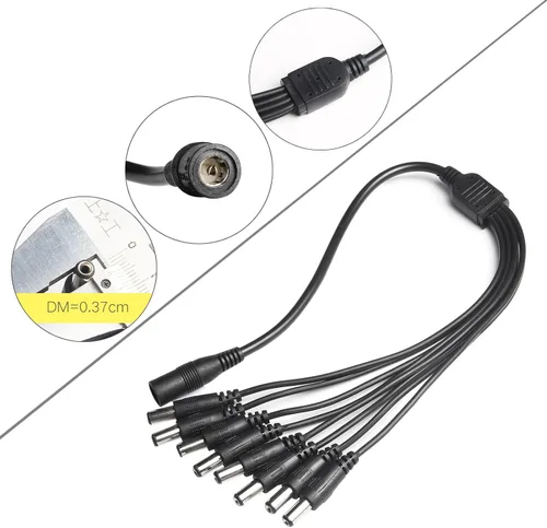 Vista 4 de Fancy Buying Adaptador de corriente para cámara de seguridad, 12 V, 5 A, 100 V-240 V CA a CC, cable divisor de alimentación de 8 vías, certificado