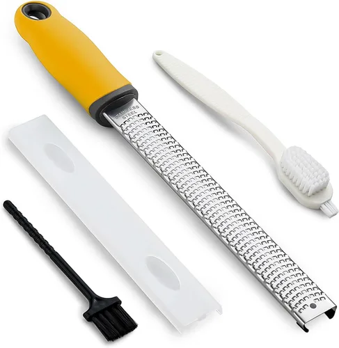 Vista 8 de Koythin Zester, rallador de limón y queso con cepillo, herramienta de cocina resistente para rallar cítricos, queso parmesano, chocolate, jengibre