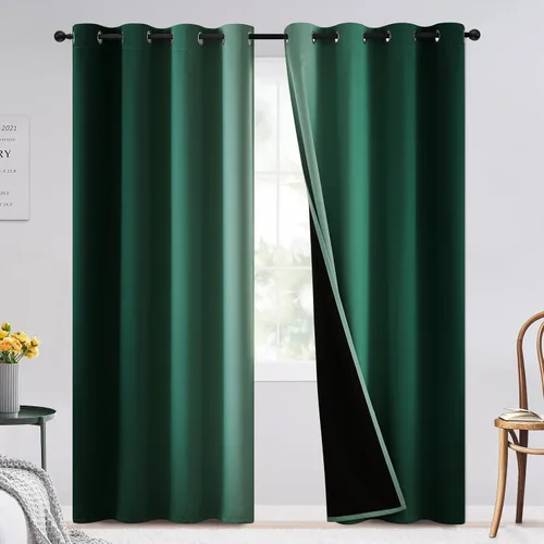 Vista 29 de SimpleHome Cortinas Ombre Oscurecedoras para Dormitorio, Gradiente de Negro a Gris Blanco, Bloqueo de Luz, Aislamiento Térmico con Ojales, Negro a