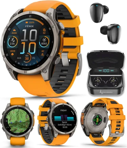 Vista 16 de Compra el Garmin Fenix 8 – 43 mm, reloj inteligente AMOLED multideporte con GPS, plateado con banda de silicona Whitestone, auriculares negros