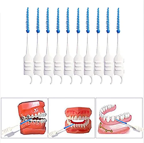 Vista 6 de 200 cepillos interdentales de silicona de doble extremo, palillo de dientes de doble extremo, selección de hilo dental con cerdas de silicona
