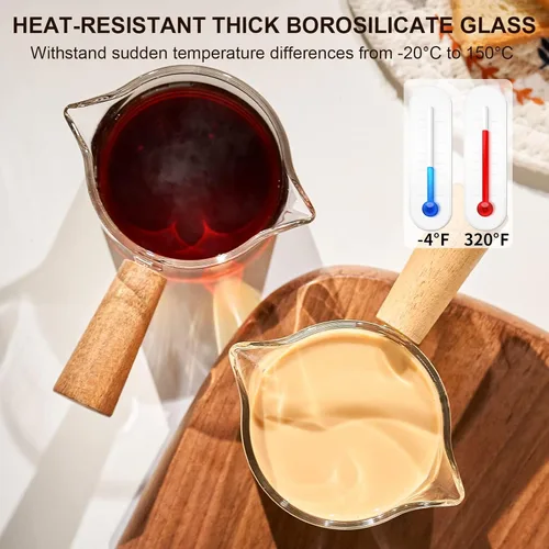 Vista 5 de PARACITY Tazas de café expreso con asa, taza medidora de vidrio de doble boquilla de 3.5 onzas con doble escala, vaso de chupito de espresso
