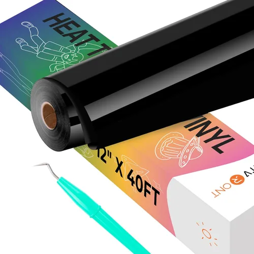 Vista 71 de HTVRONT Rollo de vinilo HTV negro, 10 pulgadas x 6 pies, transferencia de calor 3D para camisetas, Cricut y Cameo, fácil de cortar, desmalezar