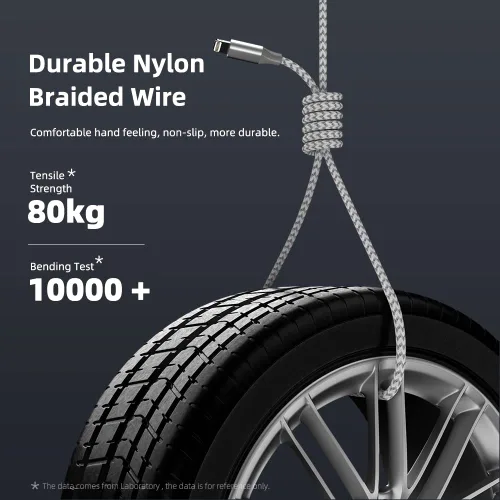 Vista 6 de Paquete de 3 cargadores para iPhone, cable trenzado de nailon Lightning de 10 pies con certificación MFi de Apple, cable de carga rápida compatible