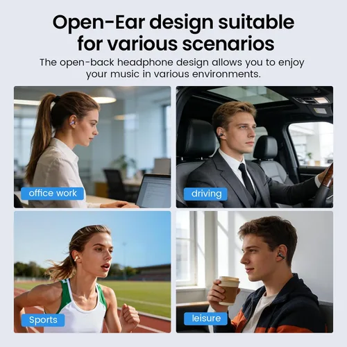 Vista 7 de Auriculares con clip, auriculares de oreja abierta, mini auriculares de conducción ósea IPX6, impermeables, Bluetooth, Bluetooth 5.4, auriculares