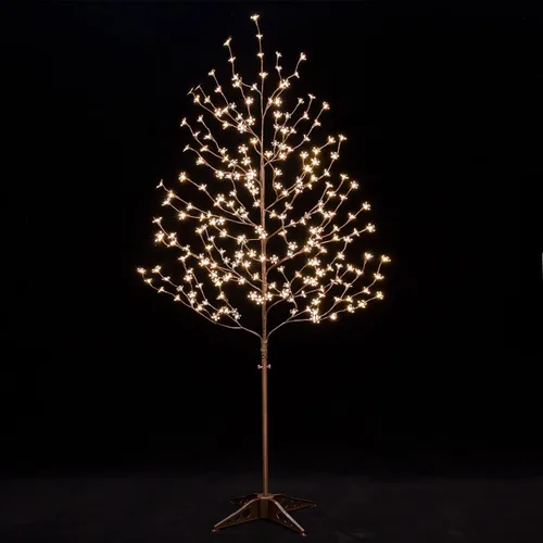Vista 10 de TYBEEU Árbol de cerezo iluminado de 4 pies con 144 luces LED blancas cálidas para decoración de vacaciones, regulable, certificado UL, impermeable