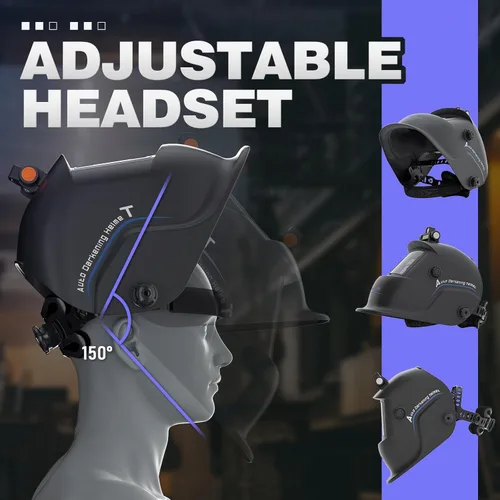 Vista 6 de 1/1/1/1 Casco de soldadura con oscurecimiento automático, color real, con luz, funciona con energía solar, con sombra ancha 4/9-13 para TIG, MIG