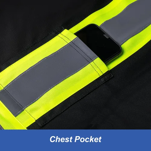 Vista 7 de ProtectX Camisetas de seguridad reflectantes de manga larga resistentes para hombre, de alta visibilidad para construcción, clase 2-3 tipo R