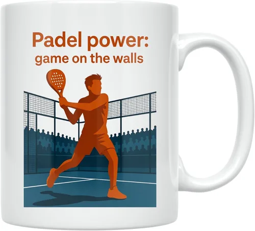 Vista 2 de Padel Player Coffee Mug - Padel Power: Game On The Walls - 11 oz White Ceramic - Vibrant Sports Design