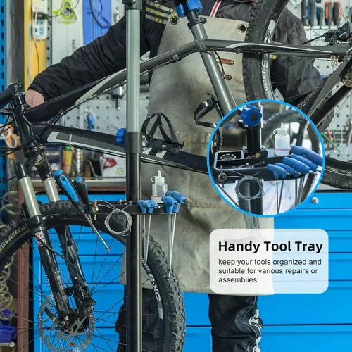 Vista 6 de ROCKBROS Soporte de reparación de bicicletas, soporte de mantenimiento de bicicletas, soporte de bicicleta para mantenimiento de altura ajustable