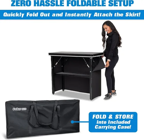 Vista 6 de GoPong GoBar PRO Commercial Grade Portable Bar Table - Mobile Bartender Station for Events - Includes Black Skirt and Carry Case - Standard or LED