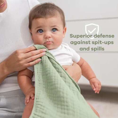 Vista 4 de Comfy Cubs Paños de muselina para eructos de 20 x 10 pulgadas, paquete de 6 unidades, grandes, 6 capas, ultra absorbentes, 100% algodón para babas