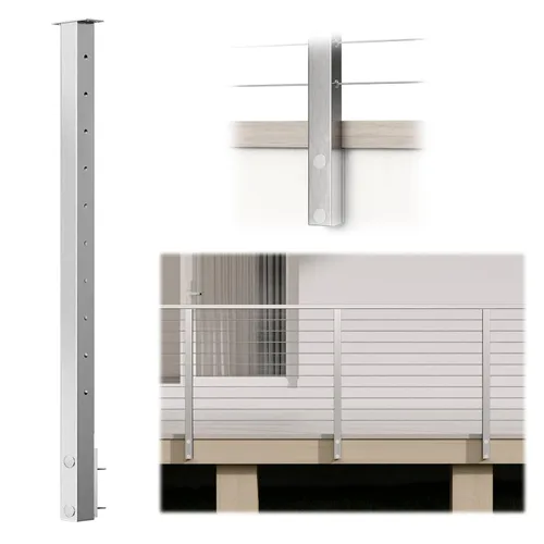 Vista 10 de Muzata Poste de barandilla de cable de escalera de montaje lateral de 36 pulgadas para escaleras de 25 a 35 grados, 36 x 2 x 2 pulgadas, diseño