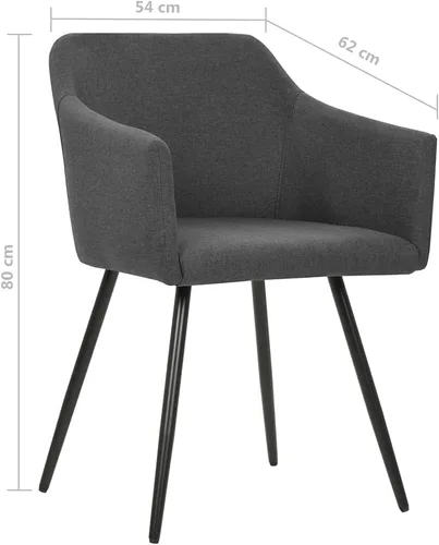 Vista 2 de Dining Chair Set of 4 Modern Dark Grey Fabric Upholstered Chairs with Ergonomic Design and Metal Frame for Dining Room Kitchen