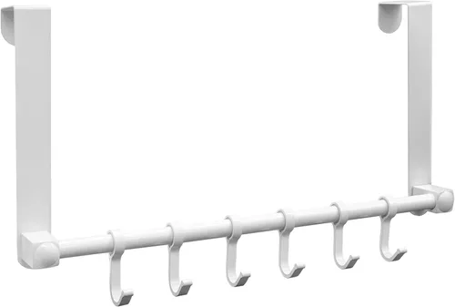 Vista 8 de Ganchos sobre la puerta, colgador de puerta, perchero de 6 ganchos para colgar sobre la puerta, organizador de puerta de aluminio resistente