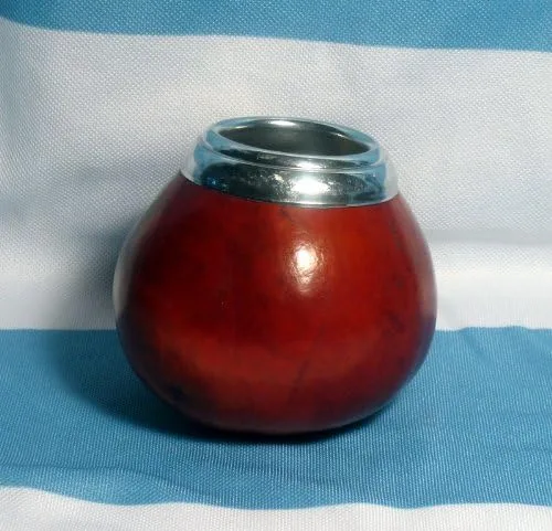 Vista 2 de Mate Calabaza Yerba Cup Con Bombilla Set Acero Inoxidable Hecho A Mano Argentina