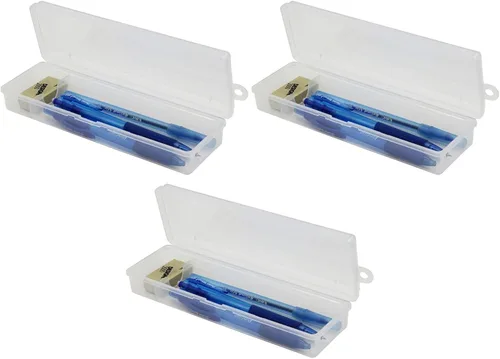 Vista 7 de Creative Hobbies® Mini caja de almacenamiento de polipropileno transparente con tapa con bisagras y cierre a presión, para lápices, bolígrafos
