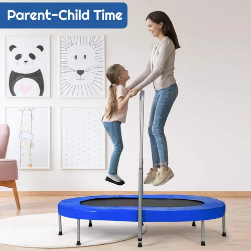 Vista 2 de Giantex Mini trampolín plegable para 2 personas con mango ajustable de altura de 5 niveles, carga máxima de 330 libras, trampolín de ejercicio