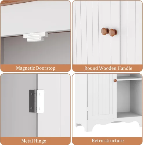 Vista 25 de Function Home Armario de almacenamiento alto para baño, despensa de cocina delgada de 64 pulgadas con almacenamiento de puerta, armarios