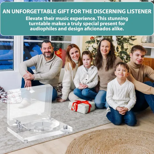 Vista 14 de Tocadiscos de vinilo vintage, tocadiscos Bluetooth 5.3 con preamplificador integrado, brazo de fibra de carbono, placa acrílica antivibración, doble
