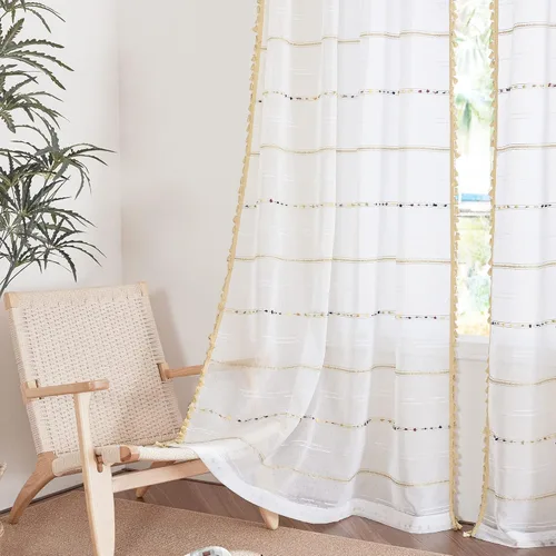 Vista 43 de KGORGE Cortinas opacas para sala de estar, aislamiento térmico, cortinas insonorizadas y cortinas estilo rústico estilo bohemio para cocina