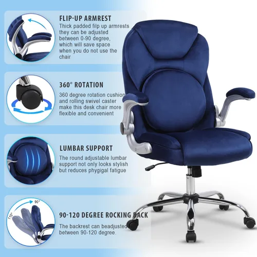 Vista 24 de REFFICER - Sillas de oficina ejecutivas, silla ergonómica de escritorio de oficina con respaldo lumbar, silla de computadora para el hogar