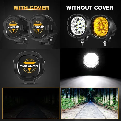 Vista 3 de Auxbeam Cubiertas protectoras redondas de la serie P4, tapa de lente LED negra de 4 pulgadas, protector contra impactos contra el polvo y cumple