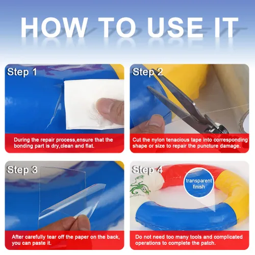 Vista 4 de Maveek - 2 rollos de cinta transparente para calafatear, tira selladora autoadhesiva de 4 pulgadas x 5 pies (1.65 yardas), cinta de sellado de PVC