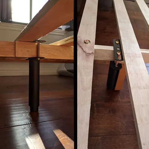 Vista 6 de 2 patas de soporte central de altura ajustable para marco de cama, listones centrales de cama, patas de soporte pesado, pie de muebles de acero