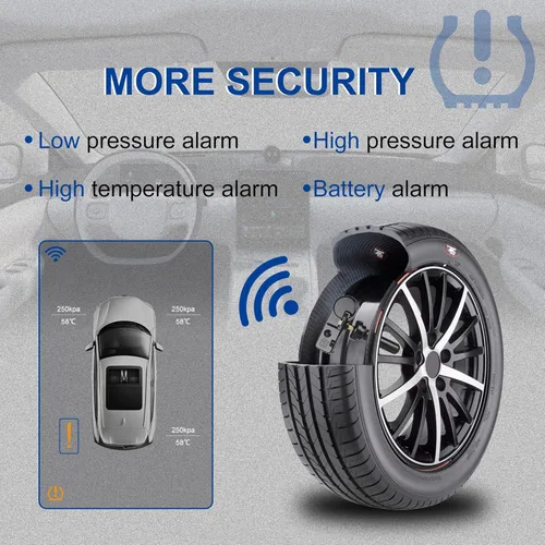 Vista 5 de Sensor TPMS, sensor de monitoreo de presión de neumáticos de 433 Mhz apto para Chrysler Jeep Dodge Ram Reemplazo # 56029398AB (paquete de 4)