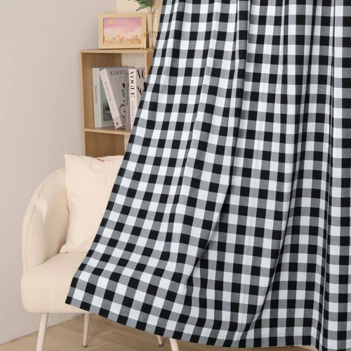 Vista 7 de Cortinas de búfalo Moslovstar 2 paneles, cortinas de ventana a cuadros de búfalo, cortinas rústicas de granja para oscurecer la habitación, cortinas